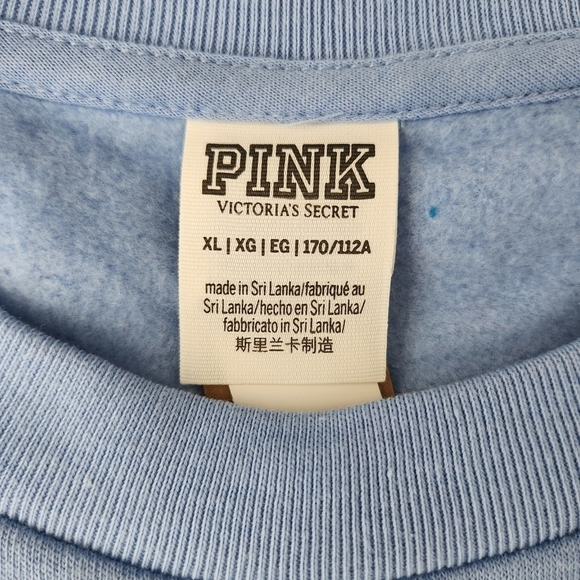 PINK Victoria's Secret FLEECE SHORT-SLEEVE CREWNECK SWEATSHIRT. Size XL. New. - Picture 9 of 10